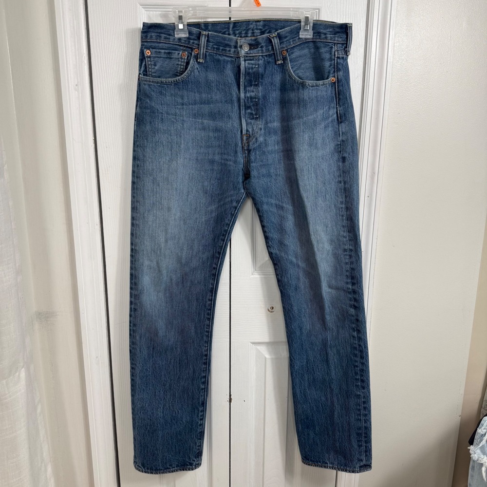 Levis 501 Original Fit Jeans 34x32 Blue Denim Straight Leg Classic Button Fly